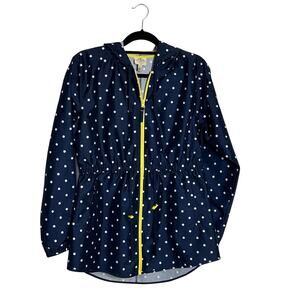 St. John’s Bay Jacket Women’s Blue Lightweight Polka Dot Full Zip Jacket Sz S